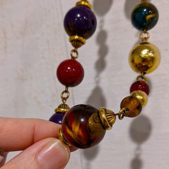 Vintage Chunky Metallic And Gold Tone Large Bead/Bobble 17” Necklace - Picture 3 of 9